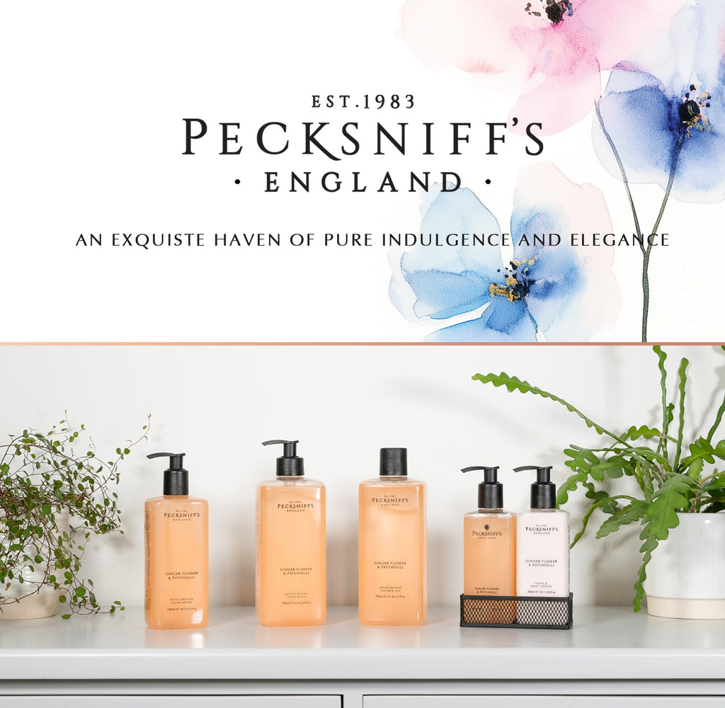 Pecksniffs Ginger Flower & Patchouli Classic Hand Wash, Lotion & Caddy