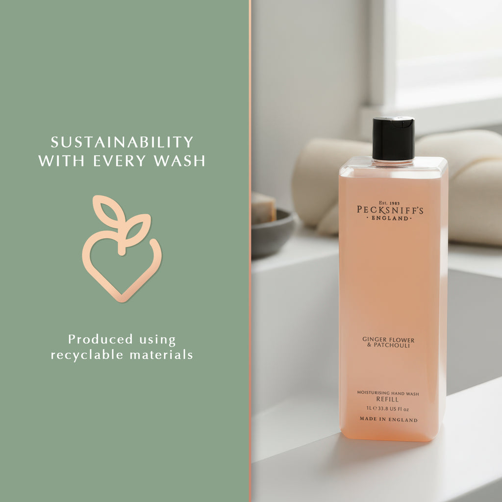 Pecksniff's Ginger Flower & Patchouli Scented Moisturizing Hand Wash Refill | 1 L/1000 ml, 33.8 fl oz