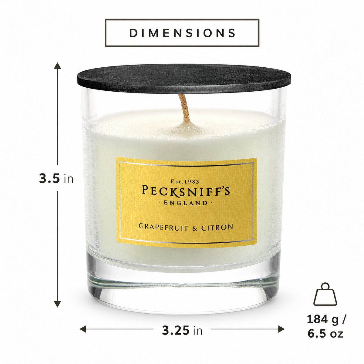 Pecksniff's Classic Grapefruit & Citron Scented Candle | 1 Wick, 184g/6.49oz