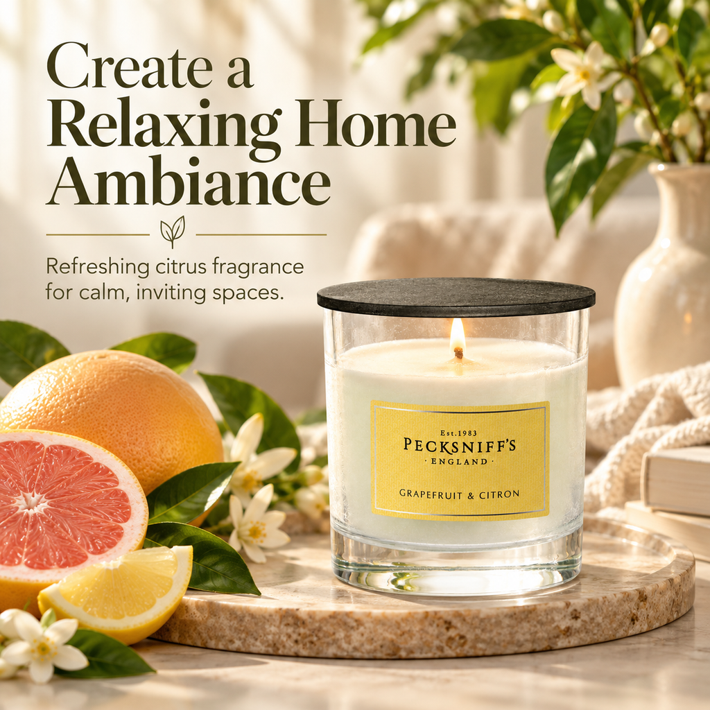 Pecksniff's Classic Grapefruit & Citron Scented Candle | 1 Wick, 184g/6.49oz
