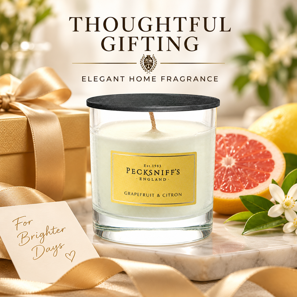 Pecksniff's Classic Grapefruit & Citron Scented Candle | 1 Wick, 184g/6.49oz