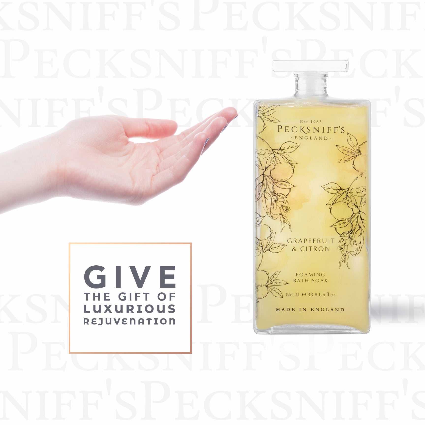 Pecksniff’s Grapefruit & Citron Foaming Bath Soak – Luxury Bubble Bath, 1L / 33.8 fl oz, Made in England