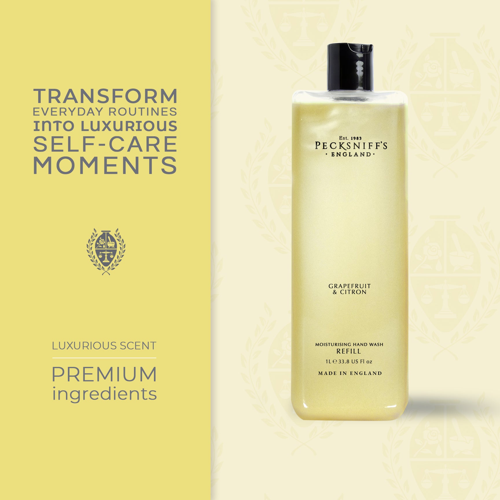 Pecksniff's Grapefruit & Citron Scented Moisturizing Hand Wash Refill | 1 L/1000 ml, 33.8 fl oz