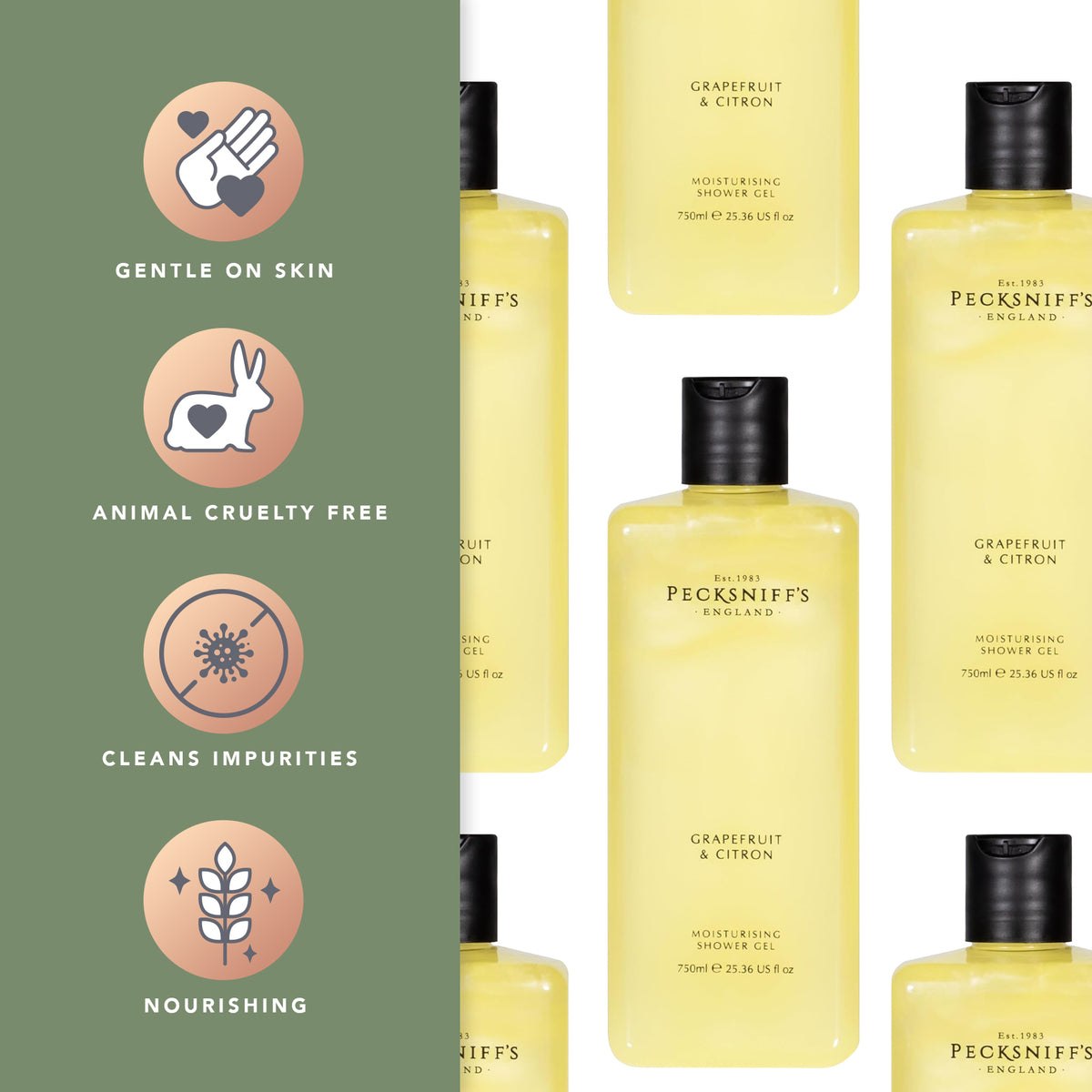 Pecksniff's Grapefruit & Citron Moisturizing Shower Gel | 750ml / 25.36 Fl Oz