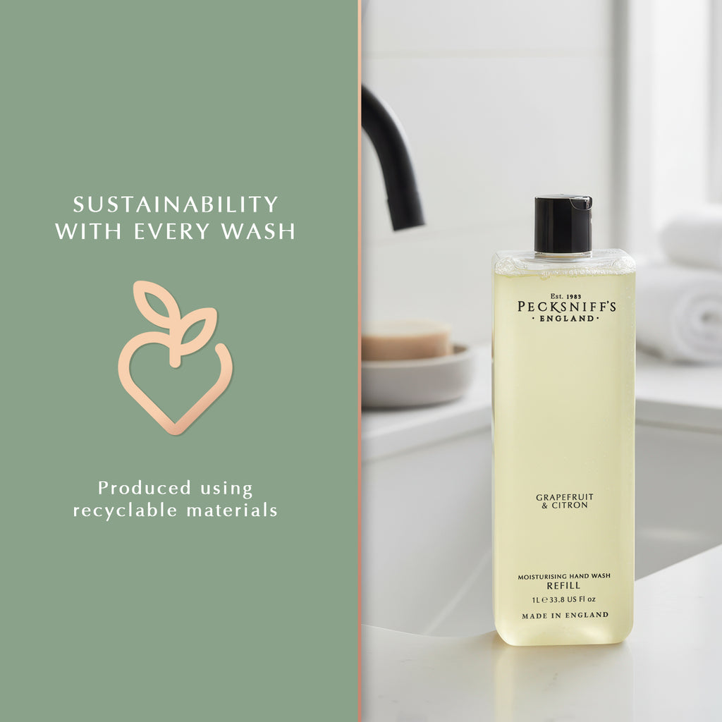 Pecksniff's Grapefruit & Citron Scented Moisturizing Hand Wash Refill | 1 L/1000 ml, 33.8 fl oz
