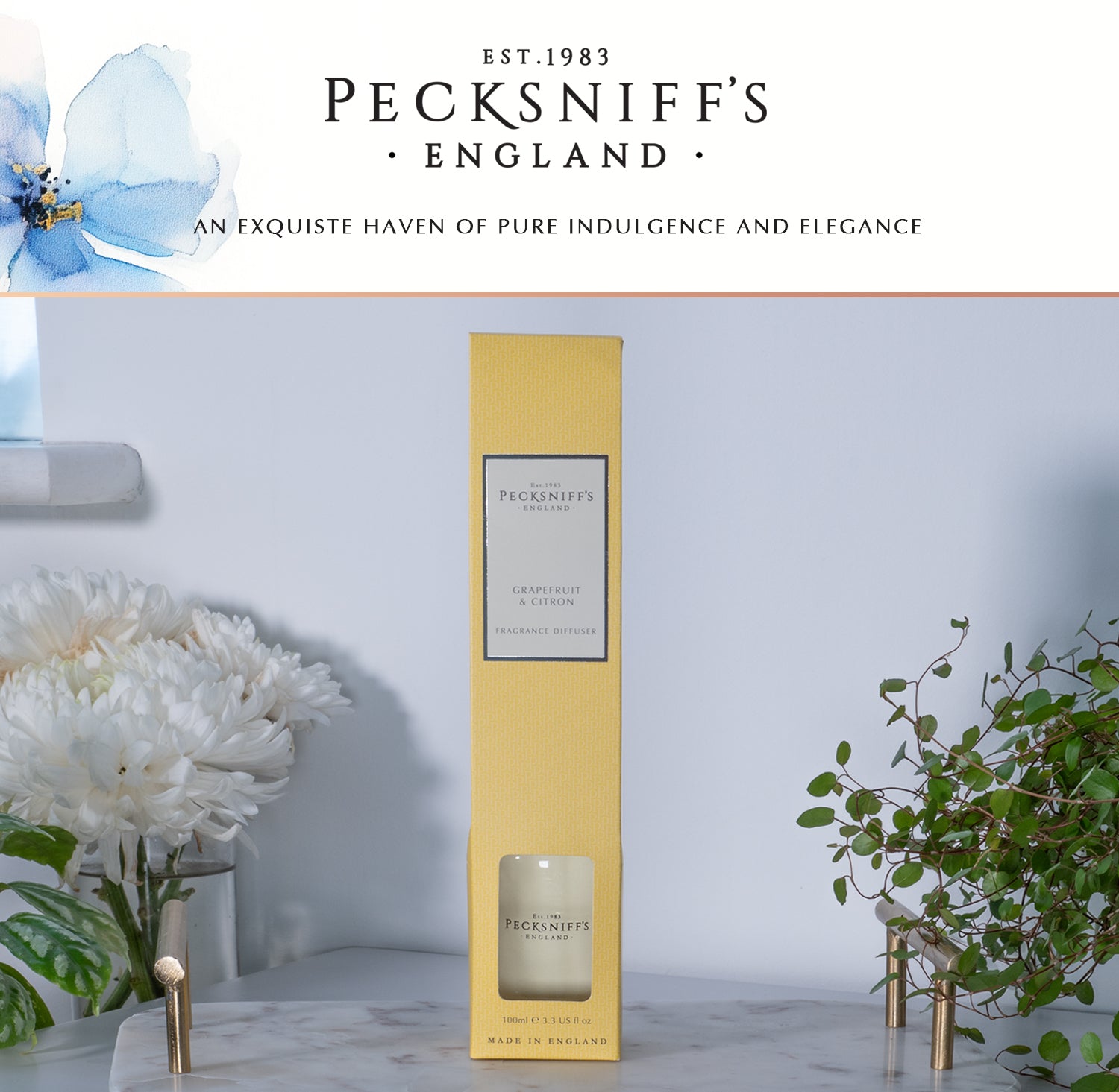Pecksniffs Lime & Cucumber Diffuser | 100ml/3.38 Fl Oz