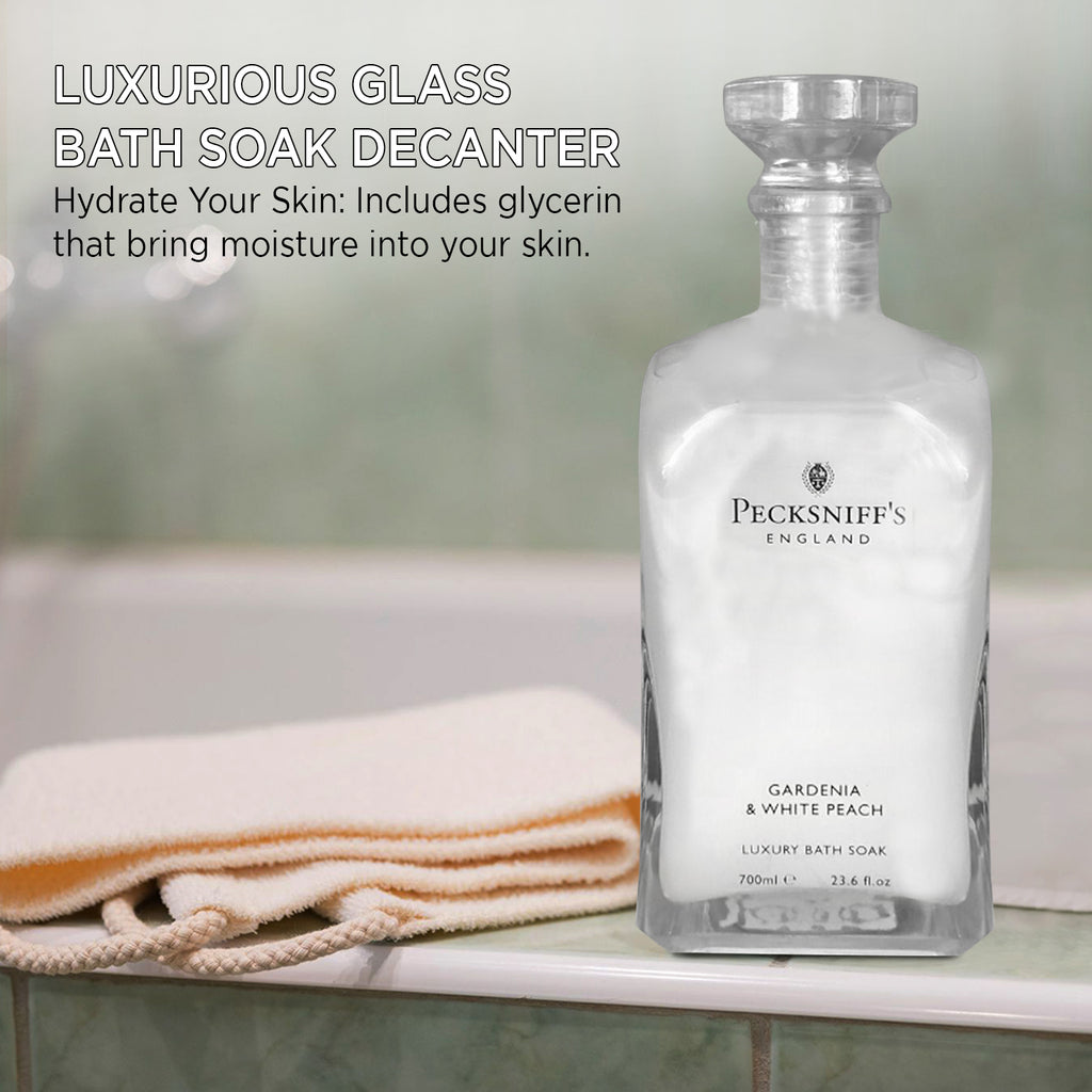 Pecksniffs Gardenia & White Peach Luxury Bath Soak | 700ml /23.6 Fl Oz