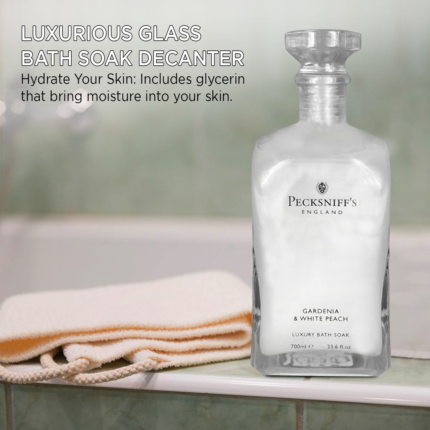 Pecksniffs Gardenia & White Peach Luxury Bath Soak | 700ml /23.6 Fl Oz