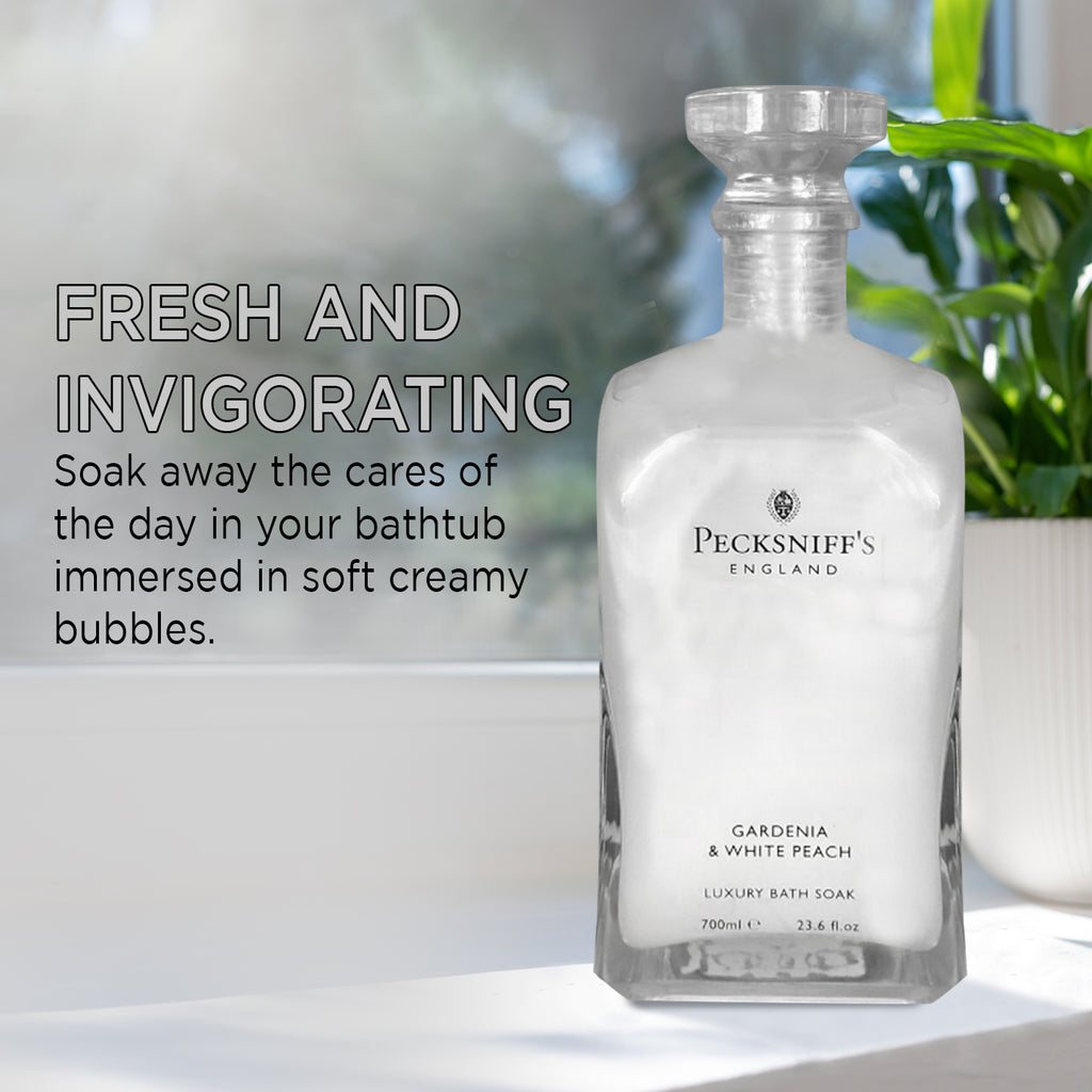 Pecksniffs Gardenia & White Peach Luxury Bath Soak | 700ml /23.6 Fl Oz