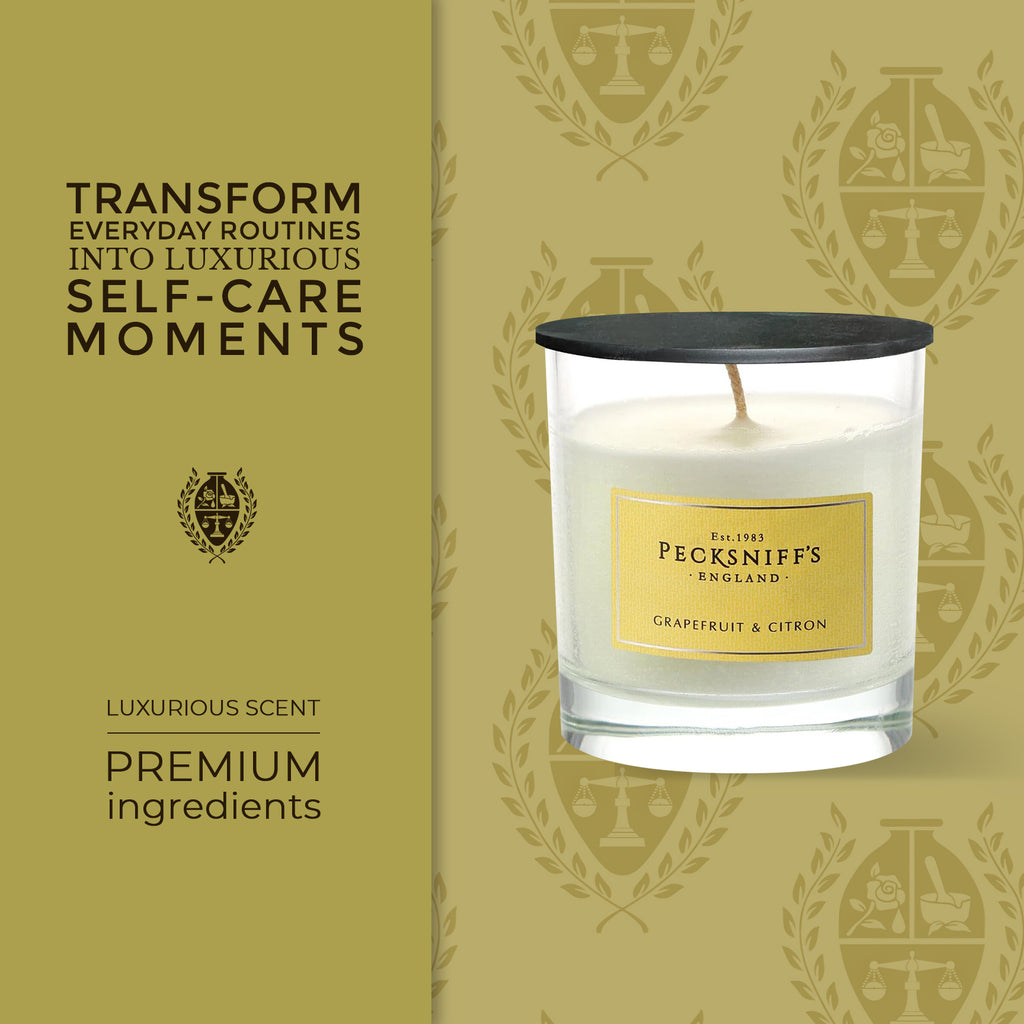 Pecksniff's Classic Grapefruit & Citron Scented Candle | 1 Wick, 184g/6.49oz