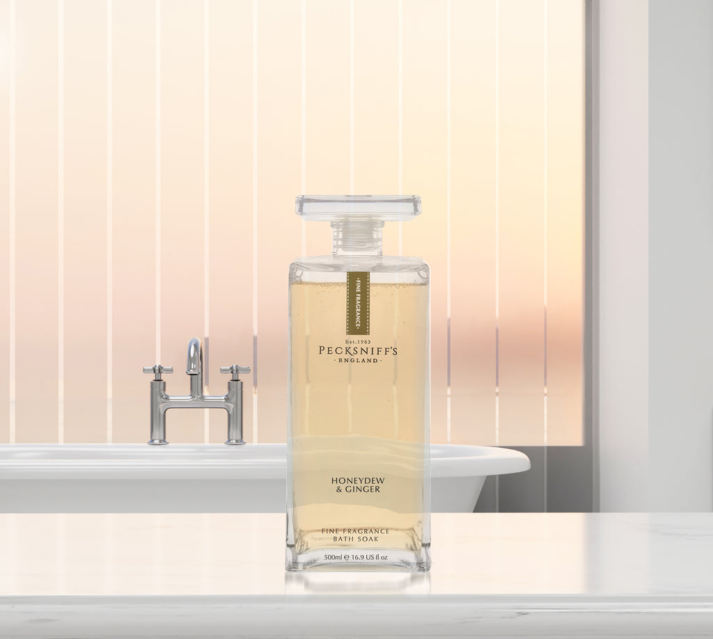 Pecksniff's Prestige Honeydew & Ginger Bath Soak Decanter | 500ml/16.9 Fl Oz