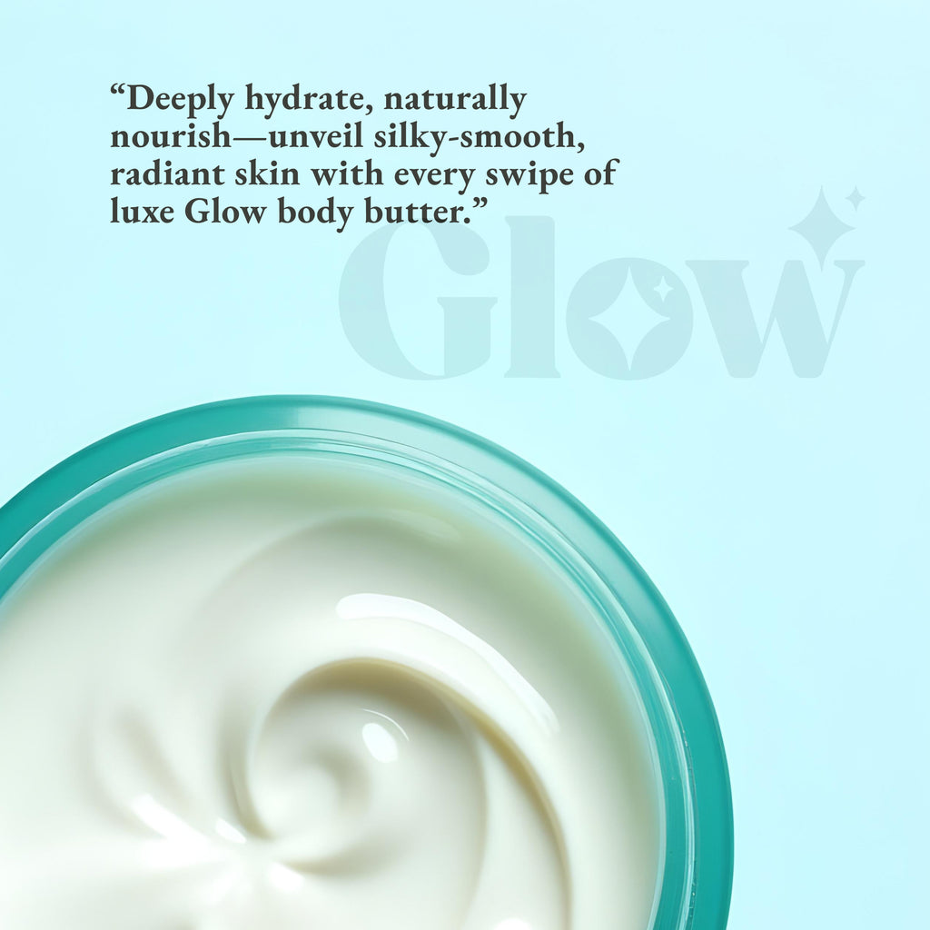 Glow Body Butter – Honey Coconut Scent, 250 ml / 8.45 fl oz – Ultra Moisturizing Skincare for Dry Skin, Made in England