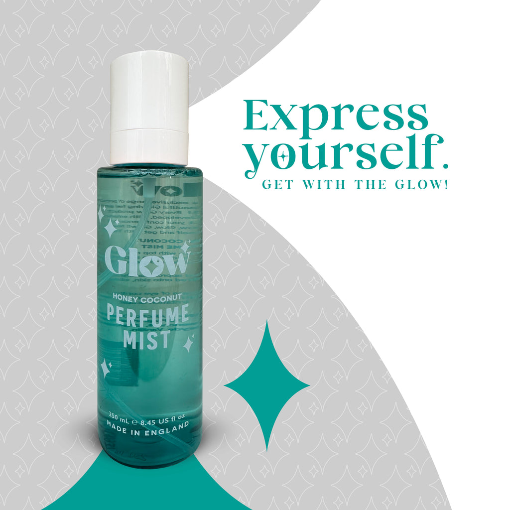 Glow Perfume Mist, Honey Coconut Body Spray, 250 ml / 8.45 fl oz, Made in England