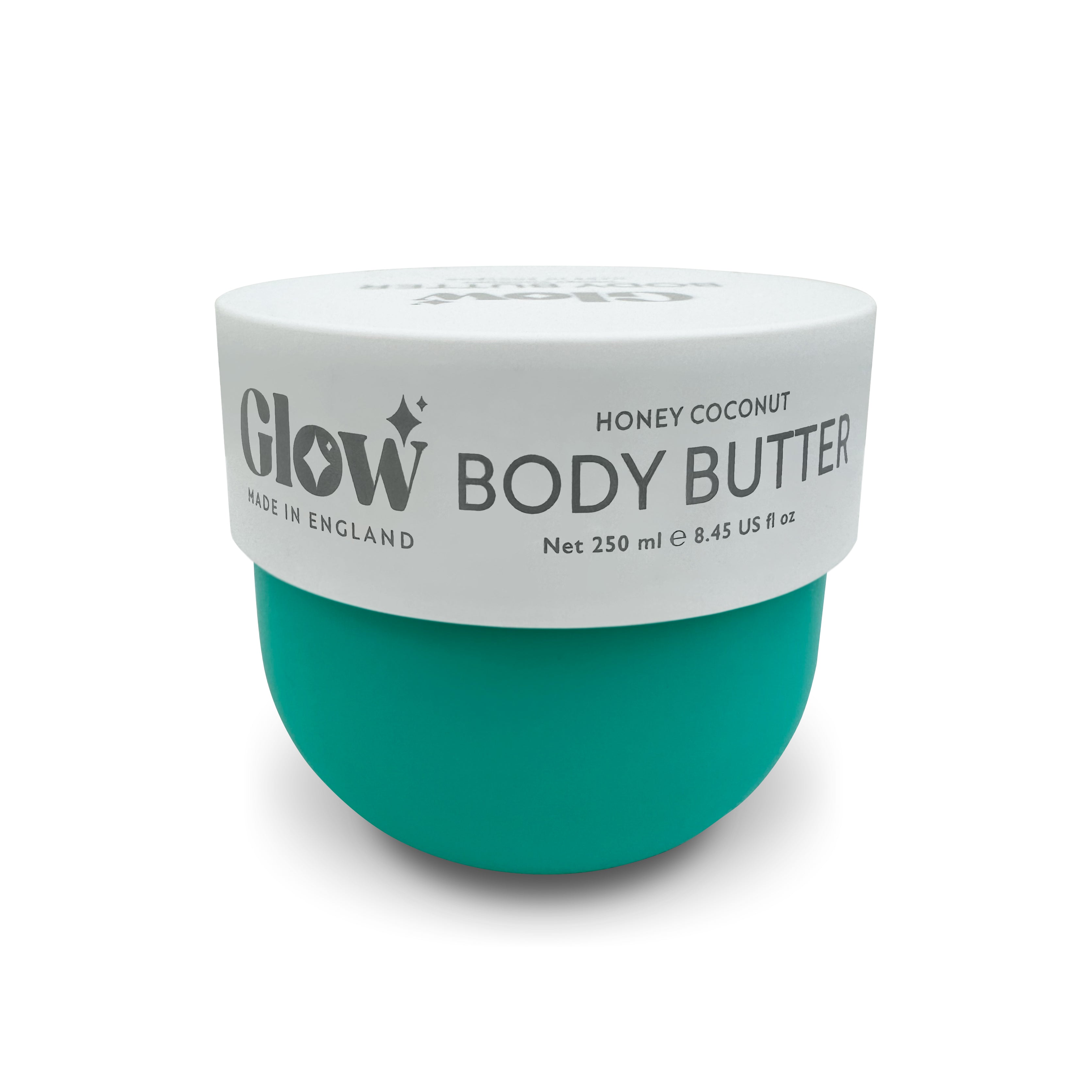 Glow Body Butter – Honey Coconut Scent, 250 ml / 8.45 fl oz – Ultra Moisturizing Skincare for Dry Skin, Made in England