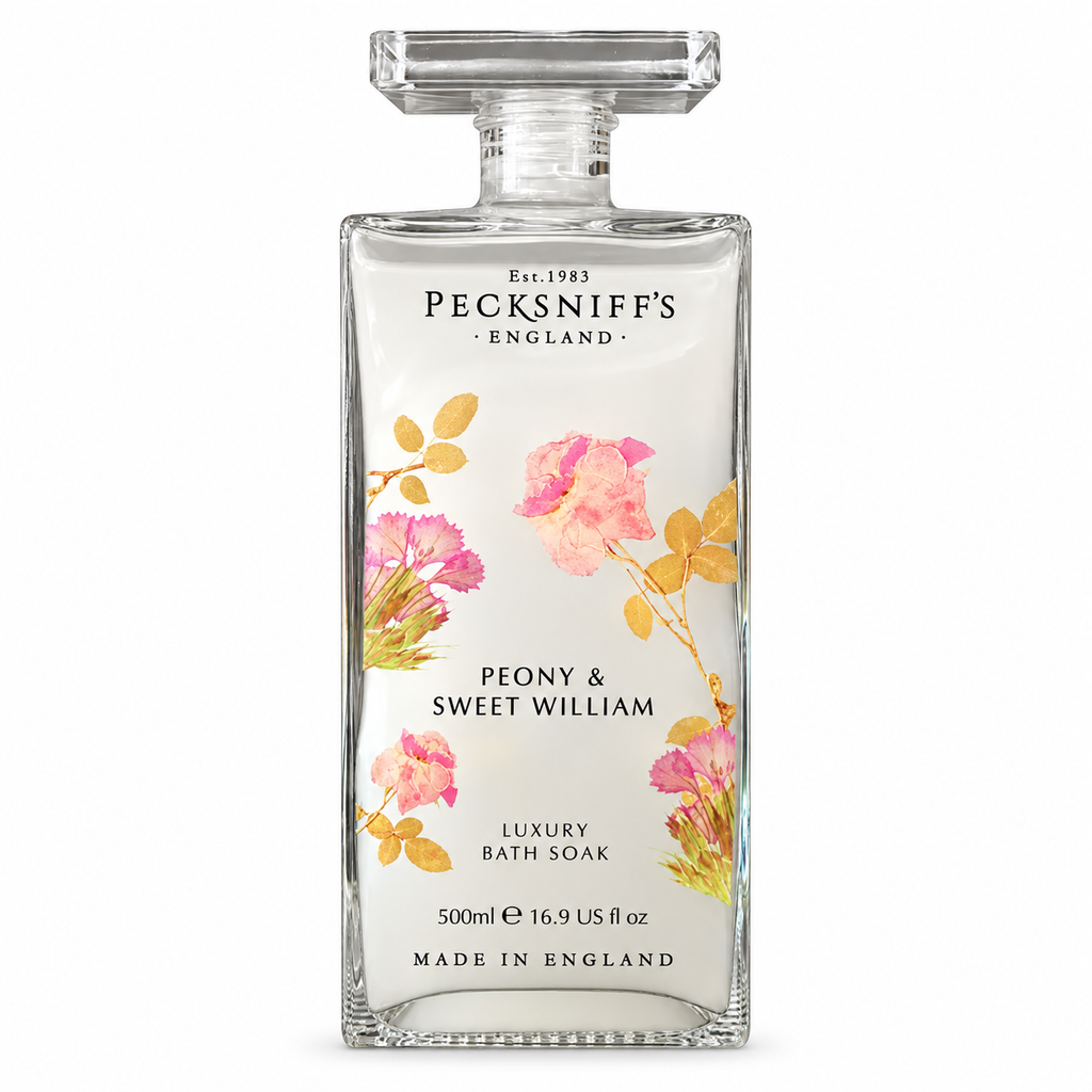 Pecksniff's Peony & Sweet William Bath Soak Decanter | 500ml/16.9 Fl Oz