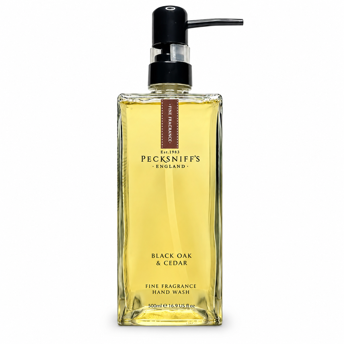 Pecksniffs Black Oak & Cedar Fine Fragrance Hand Wash in a Glass Bottle | 500ml, 16.9 Fl oz