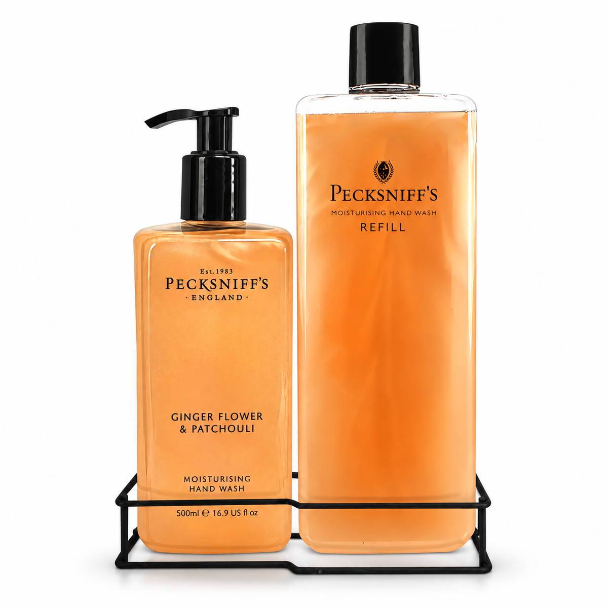 Pecksniff's Classic Ginger Flower & Patchouli Moisturizing Hand Wash 500ml/16.9 Fl oz and Hand Wash Refill 1L/1000ml,33.8 Oz