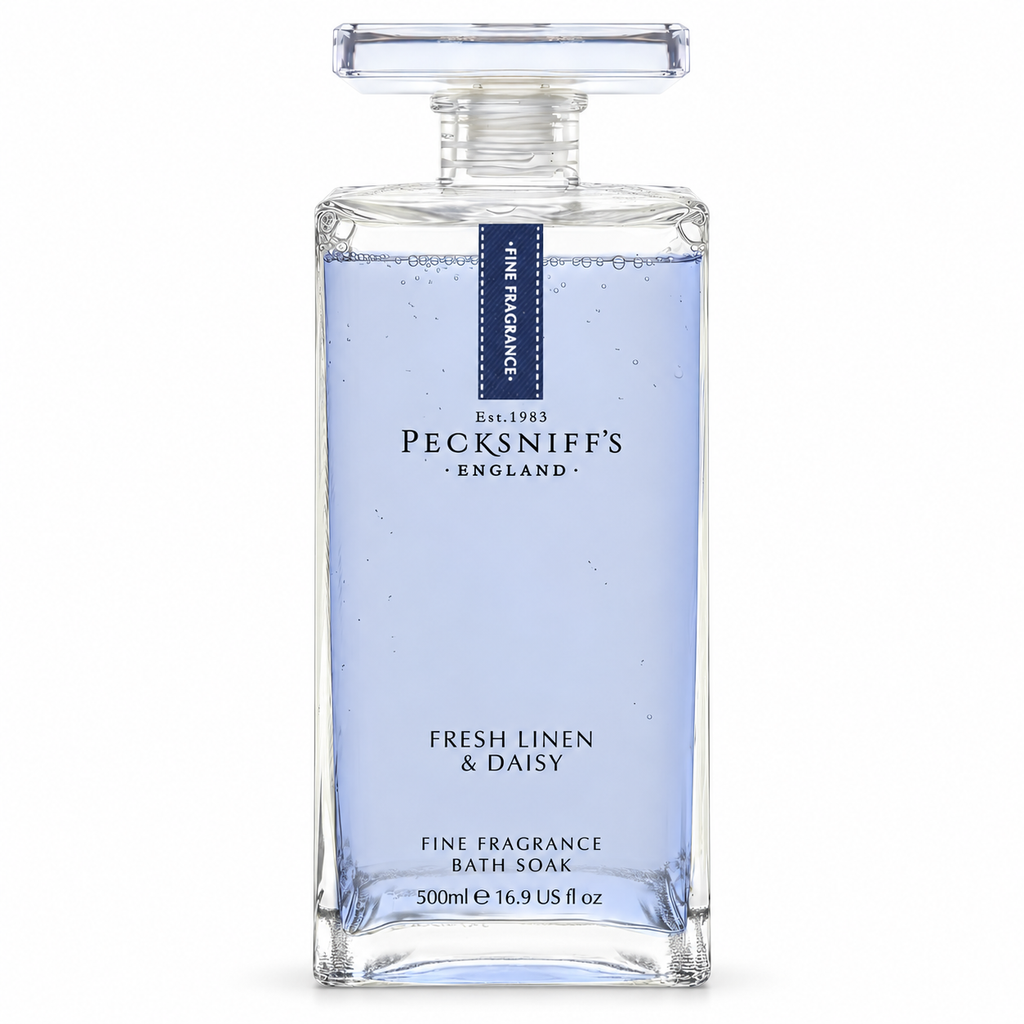 Pecksniff's Prestige Fresh Linen & Daisy Bath Soak Decanter | 500ml/16.9 Fl Oz