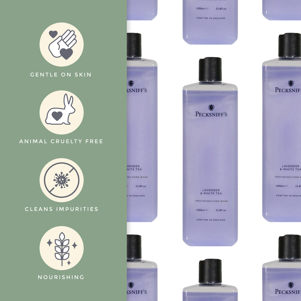 Pecksniff's Classic Lavender & White Tea Scented Moisturizing Hand Wash Refill | 1L/1000ml, 33.8 Fl oz