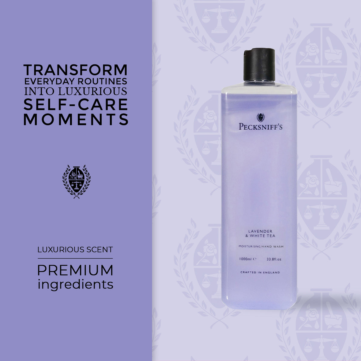 Pecksniff's Classic Lavender & White Tea Scented Moisturizing Hand Wash Refill | 1L/1000ml, 33.8 Fl oz