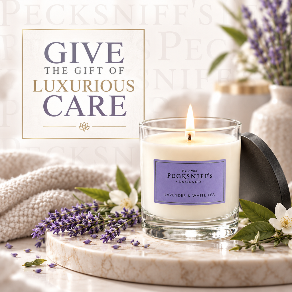 Pecksniff's Classic Lavender & White Tea Scented Candle | 1 Wick, 184g/6.49oz