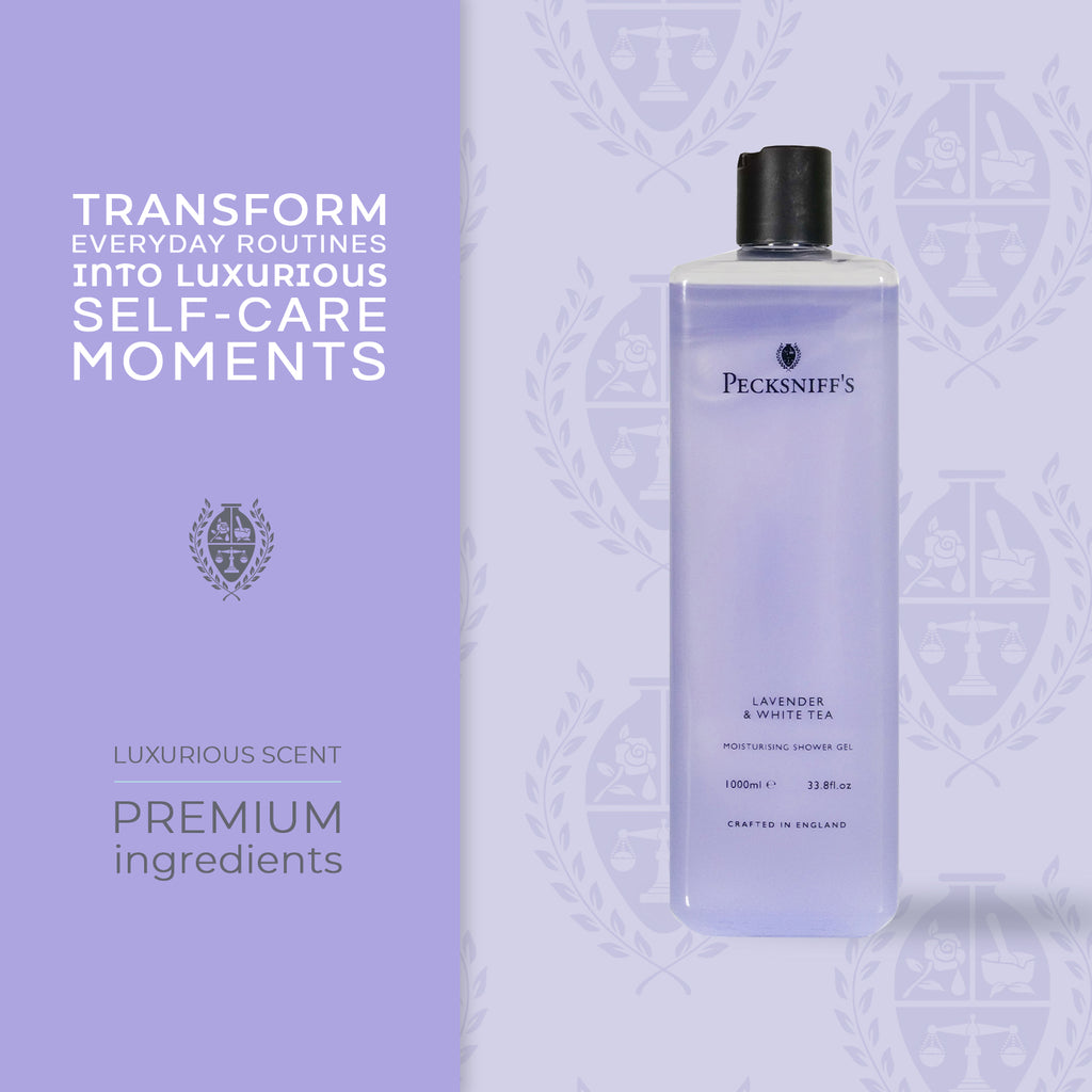 Pecksniffs Lavender & White Tea Moisturizing Shower Gel | 1000 ml / 33.80 Fl Oz