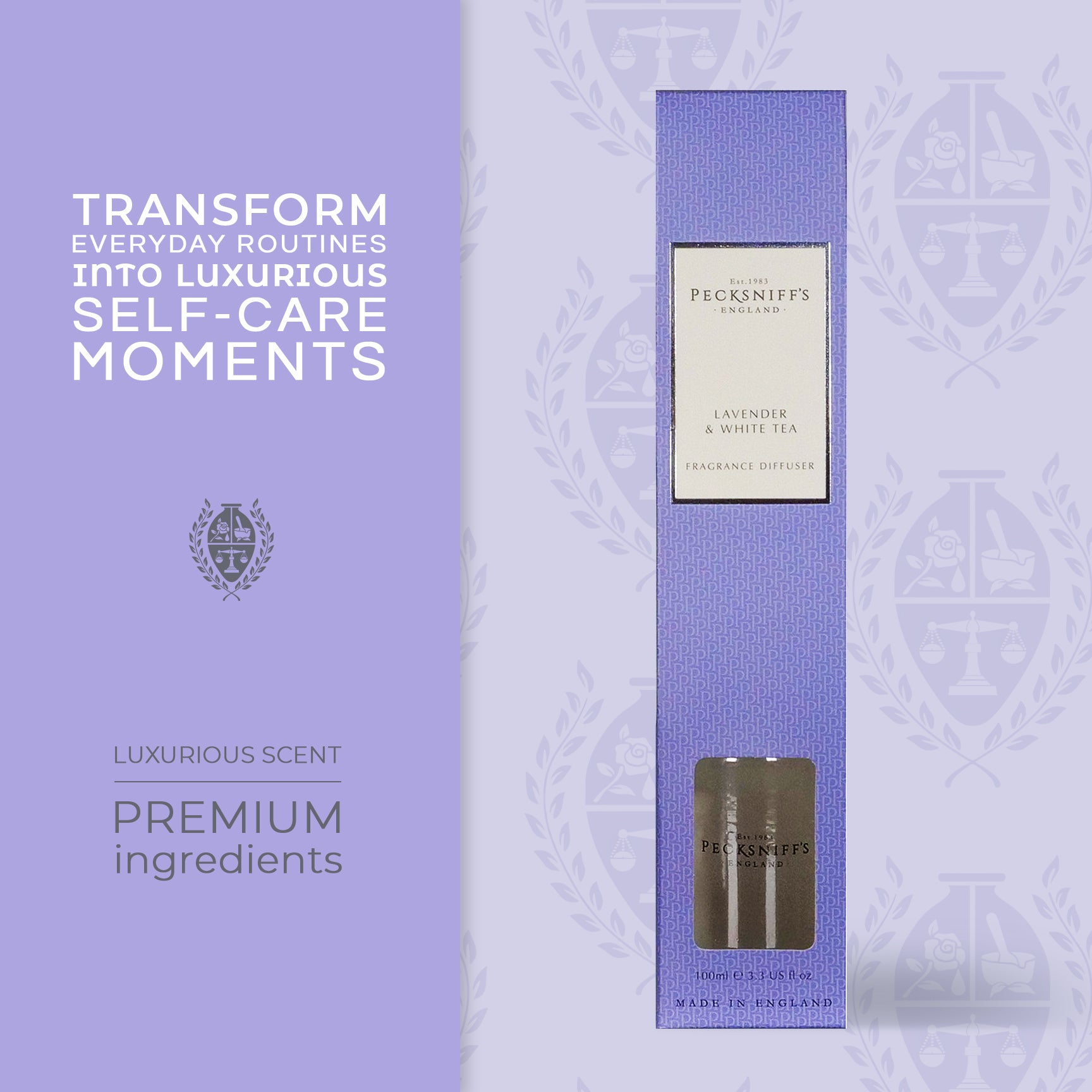 Pecksniffs Lavender & White Tea Diffuser | 100ml/3.38 fl oz
