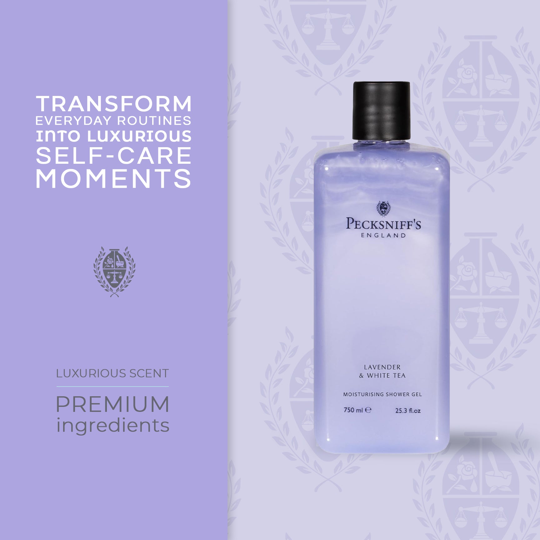 Pecksniff's Lavender & White Tea Moisturizing Shower Gel | 750ml / 25.36 Fl Oz
