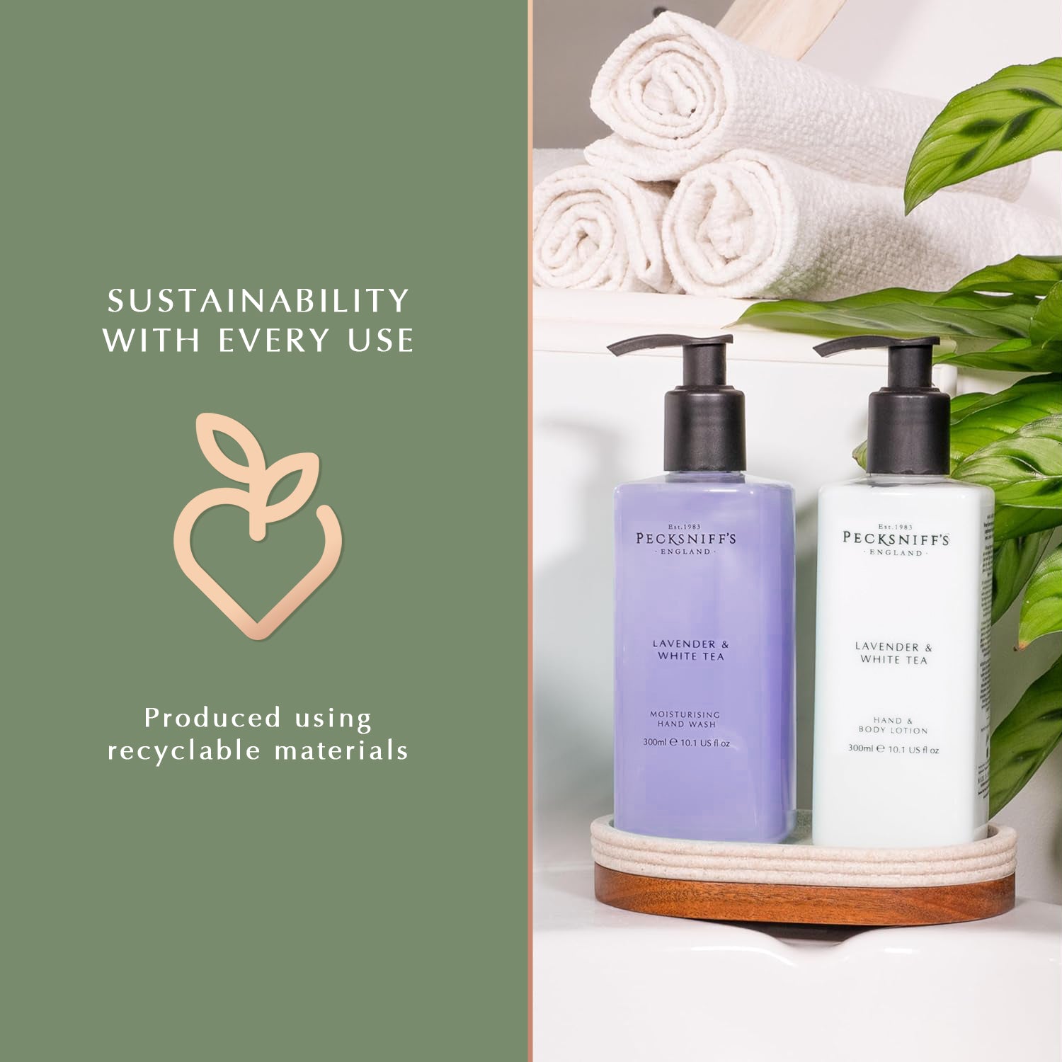 Pecksniffs Lavender & White Tea Classic Hand Wash, Lotion & Caddy