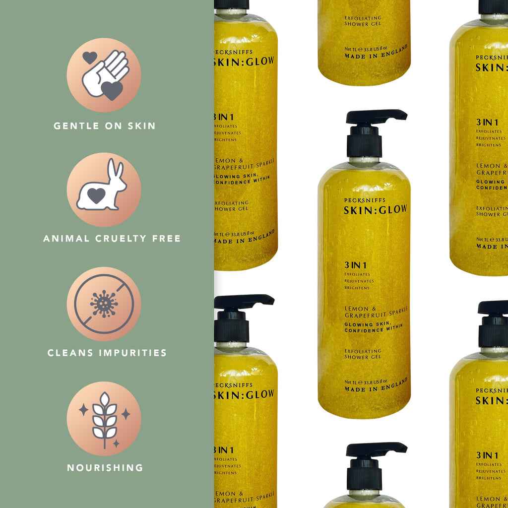 Pecksniffs Lemon & Grapefruit Sparkle Exfoliating Shower Gel | 1000 ml / 33.80 Fl Oz