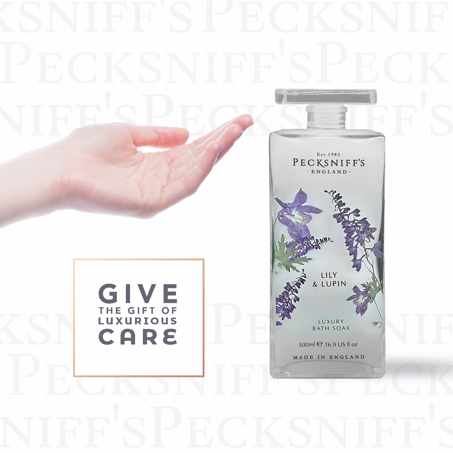 Pecksniffs Lily & Lupin Bath Soak Decanter | 500ml/16.9 Fl Oz