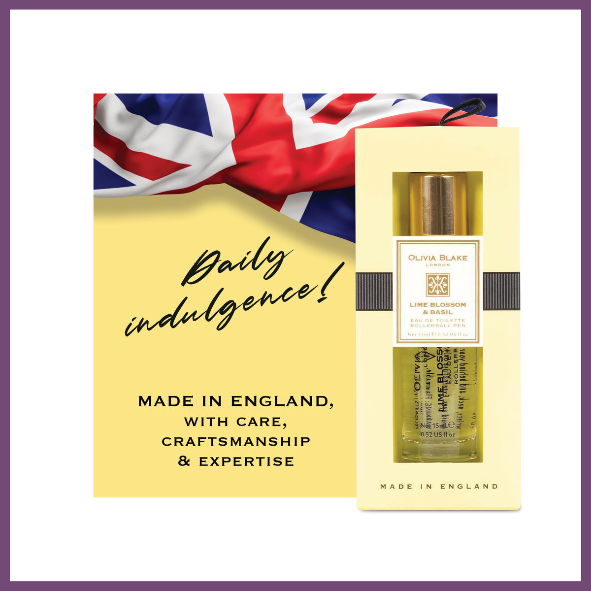 Olivia Blake Lime Blossom & Basil Perfume Roller Ball – 15 ml/0.52 fl oz Fine Fragrance Eau de Toilette, Travel Size Perfume for Women