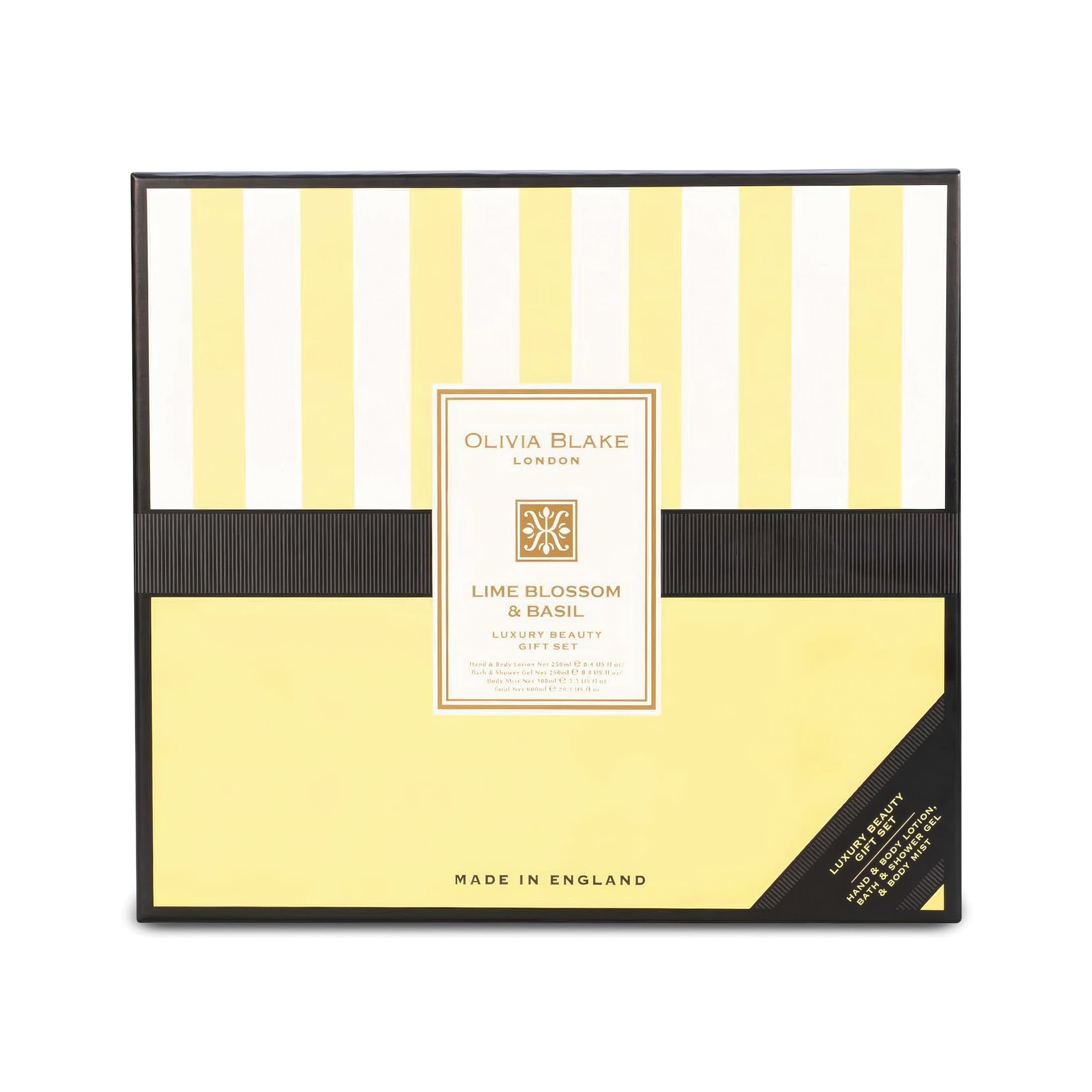 Olivia Blake Lime Blossom & Basil Trio Gift Set – 100 ml/3.38 fl oz Body Mist, 250 ml/8.45 fl oz Shower Gel, 250 ml/8.45 fl oz Body Lotion – Luxurious Everyday Essentials for Women
