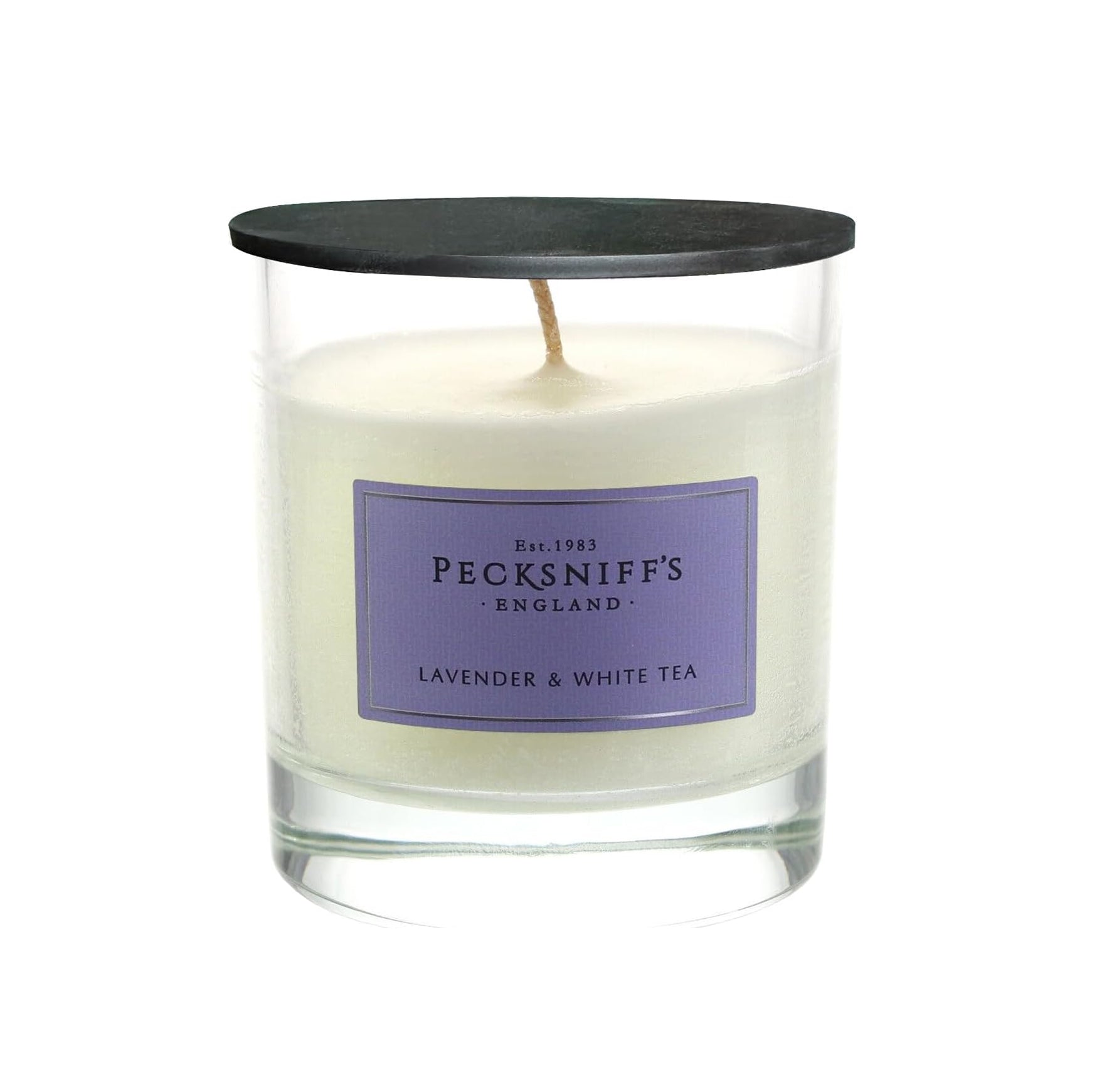 Pecksniff's Classic Lavender & White Tea Scented Candle | 1 Wick, 184g/6.49oz