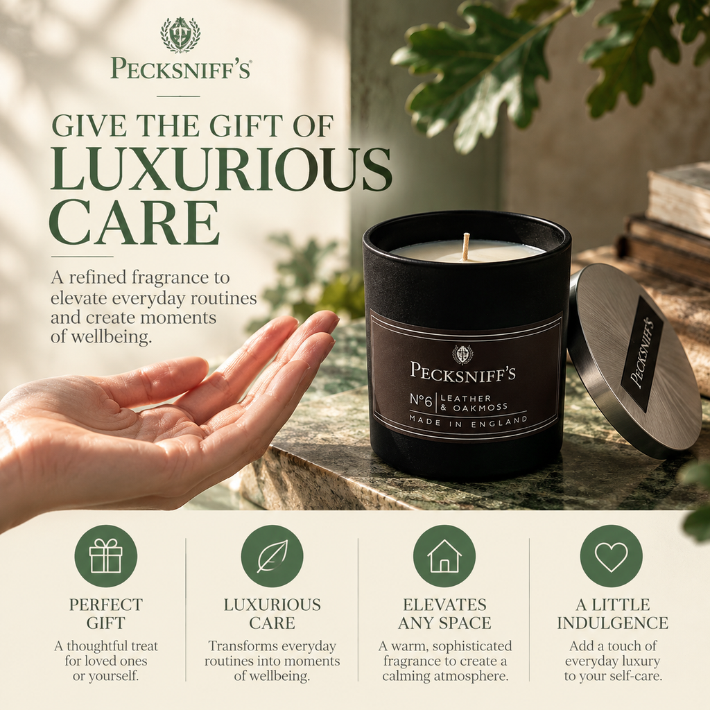 Pecksniffs Leather & Oakmoss Scented Candle | 1 Wick, 100g/3.5oz