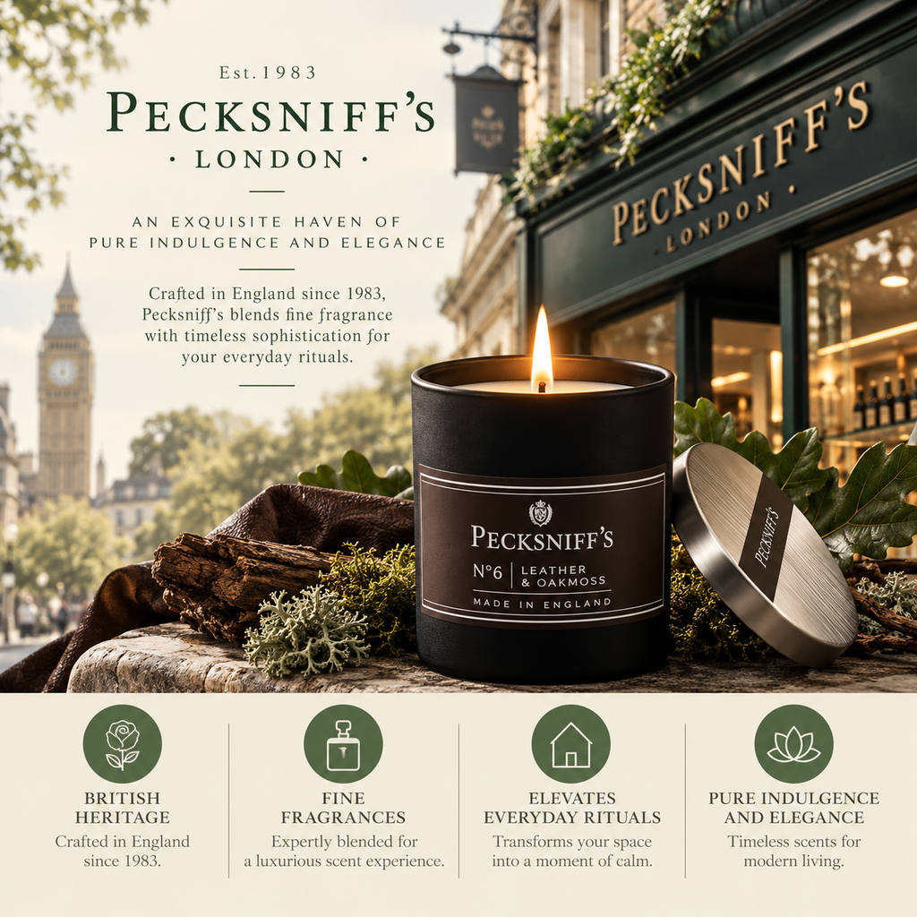 Pecksniffs Leather & Oakmoss Scented Candle | 1 Wick, 100g/3.5oz