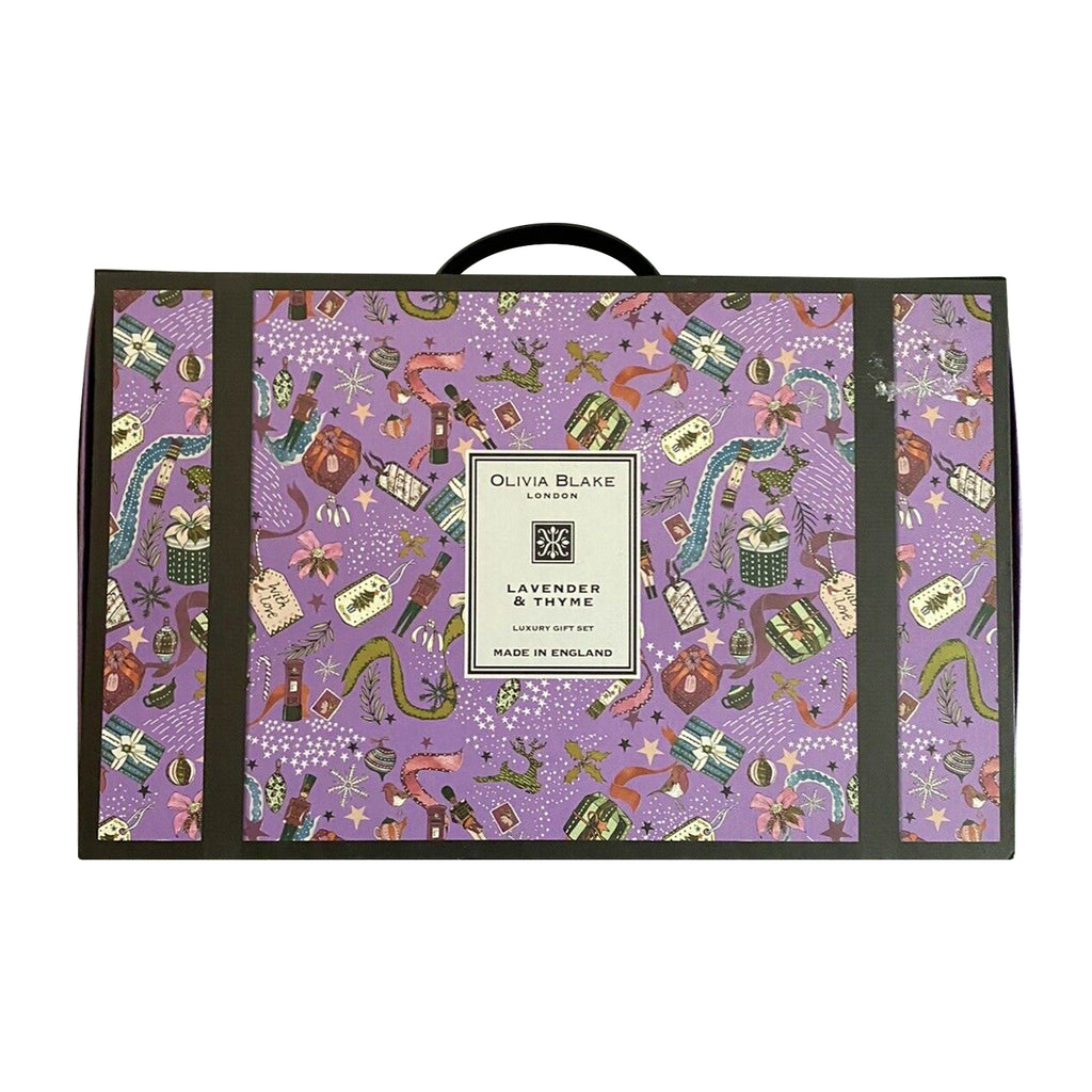 Olivia Blake Lavender & Thyme Luxury Gift Set - Fragranced Candles, Bath Gel, Body Mist, Hand & Body Lotion - Made in England