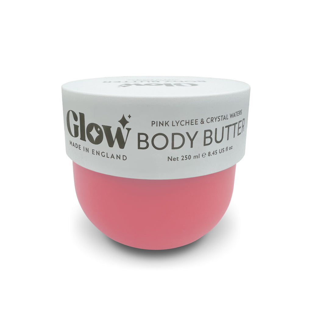 Glow Body Butter, Pink Lychee & Crystal Waters, 250 ml / 8.45 fl oz, Made in England