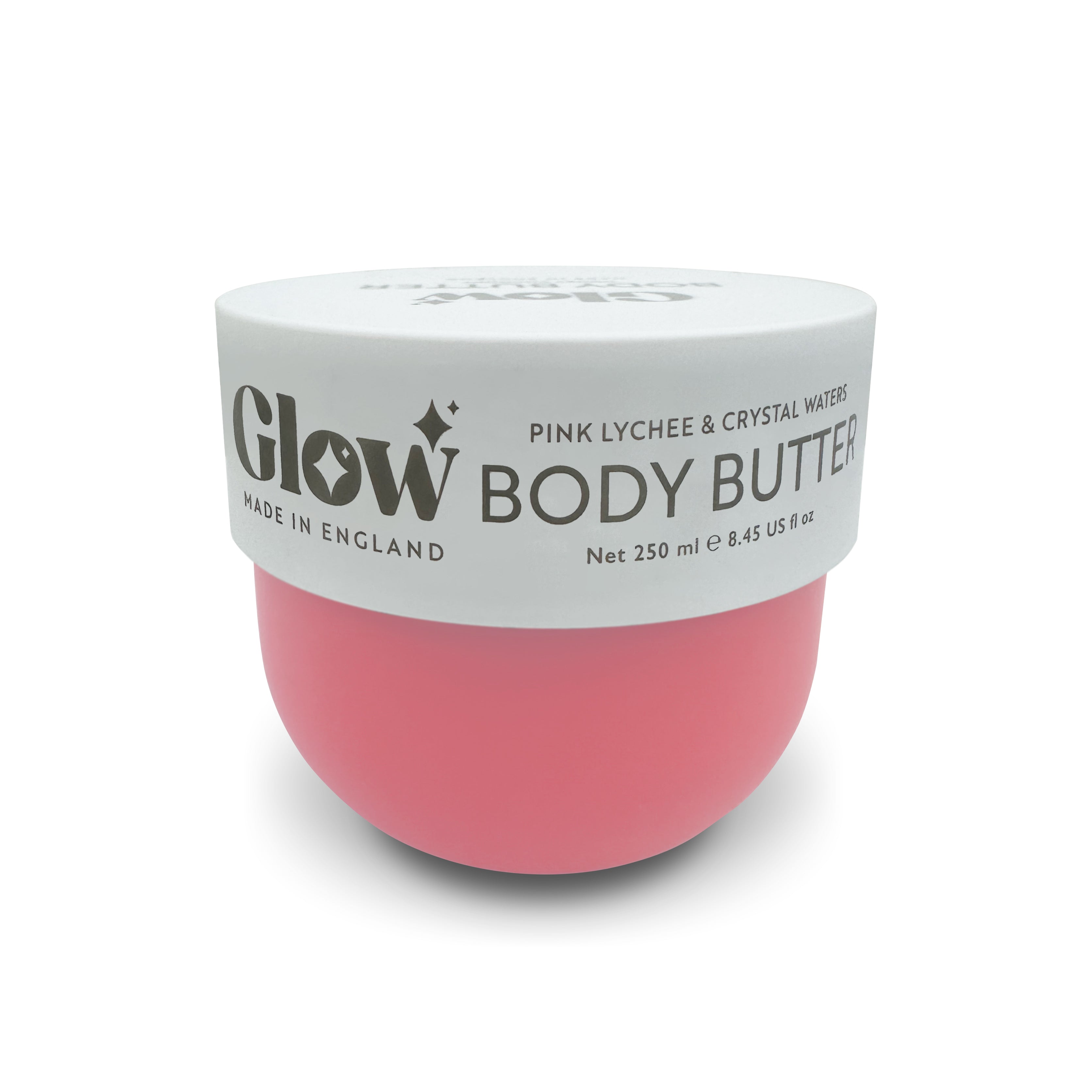 Glow Body Butter, Pink Lychee & Crystal Waters, 250 ml / 8.45 fl oz, Made in England