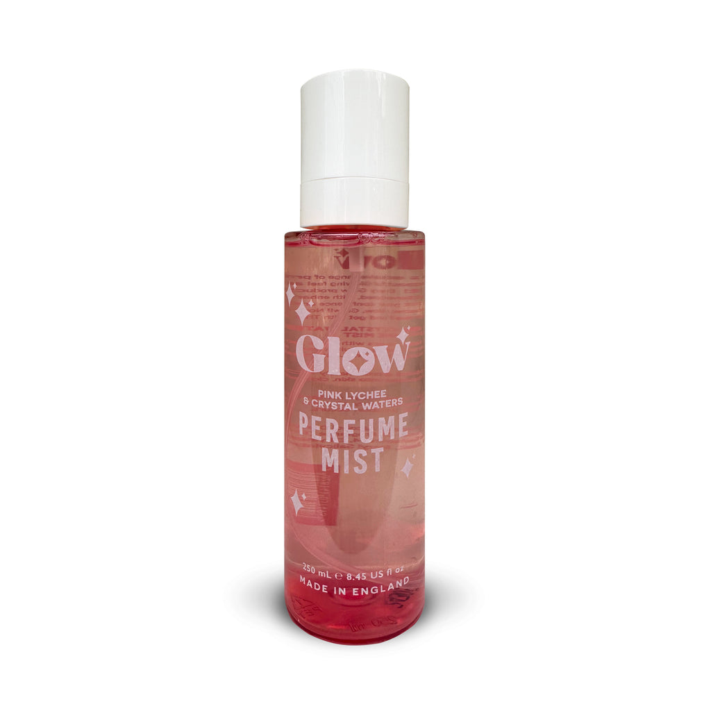 Glow Perfume Mist, Pink Lychee & Crystal Waters Body Spray, 250 ml / 8.45 fl oz, Made in England