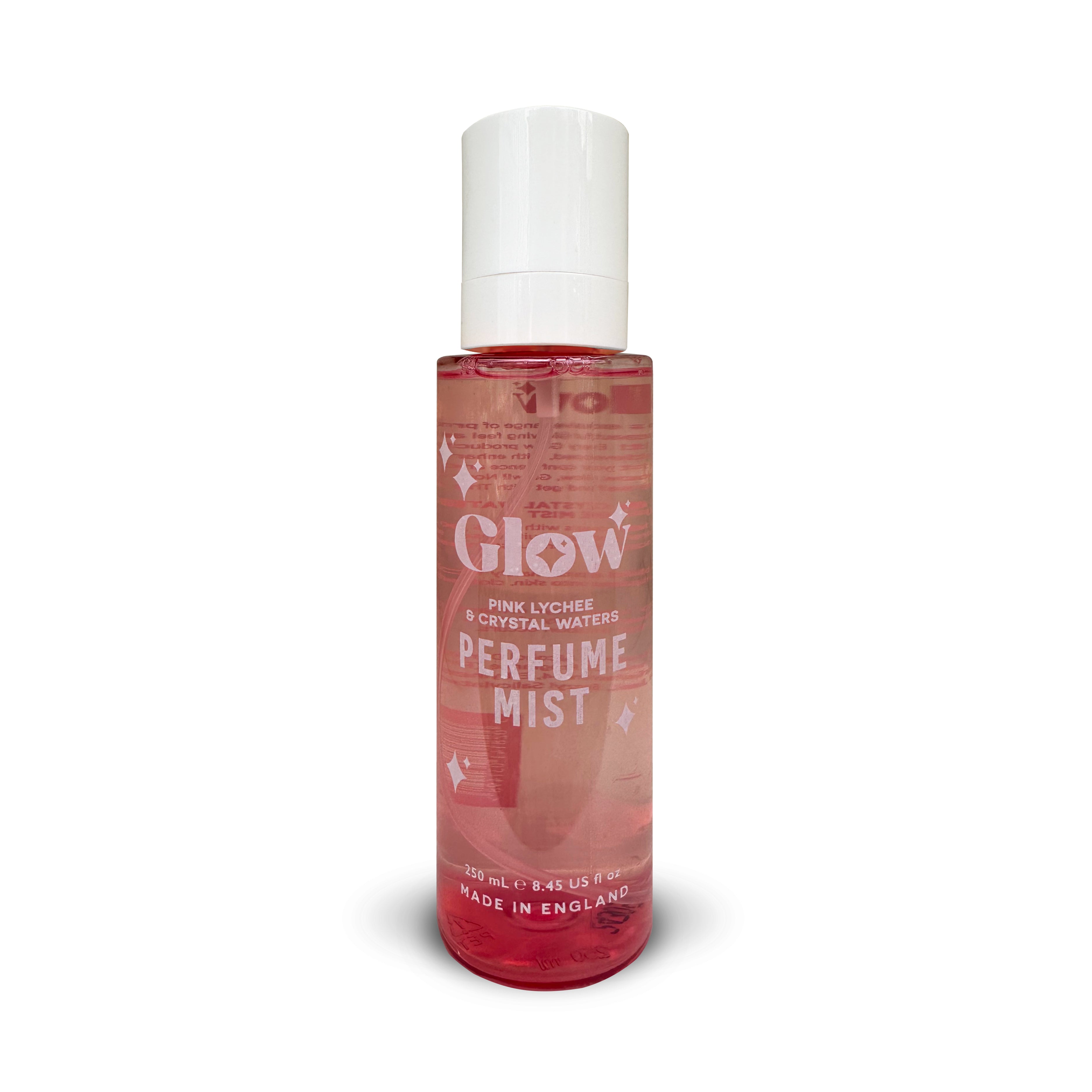 Glow Perfume Mist, Pink Lychee & Crystal Waters Body Spray, 250 ml / 8.45 fl oz, Made in England