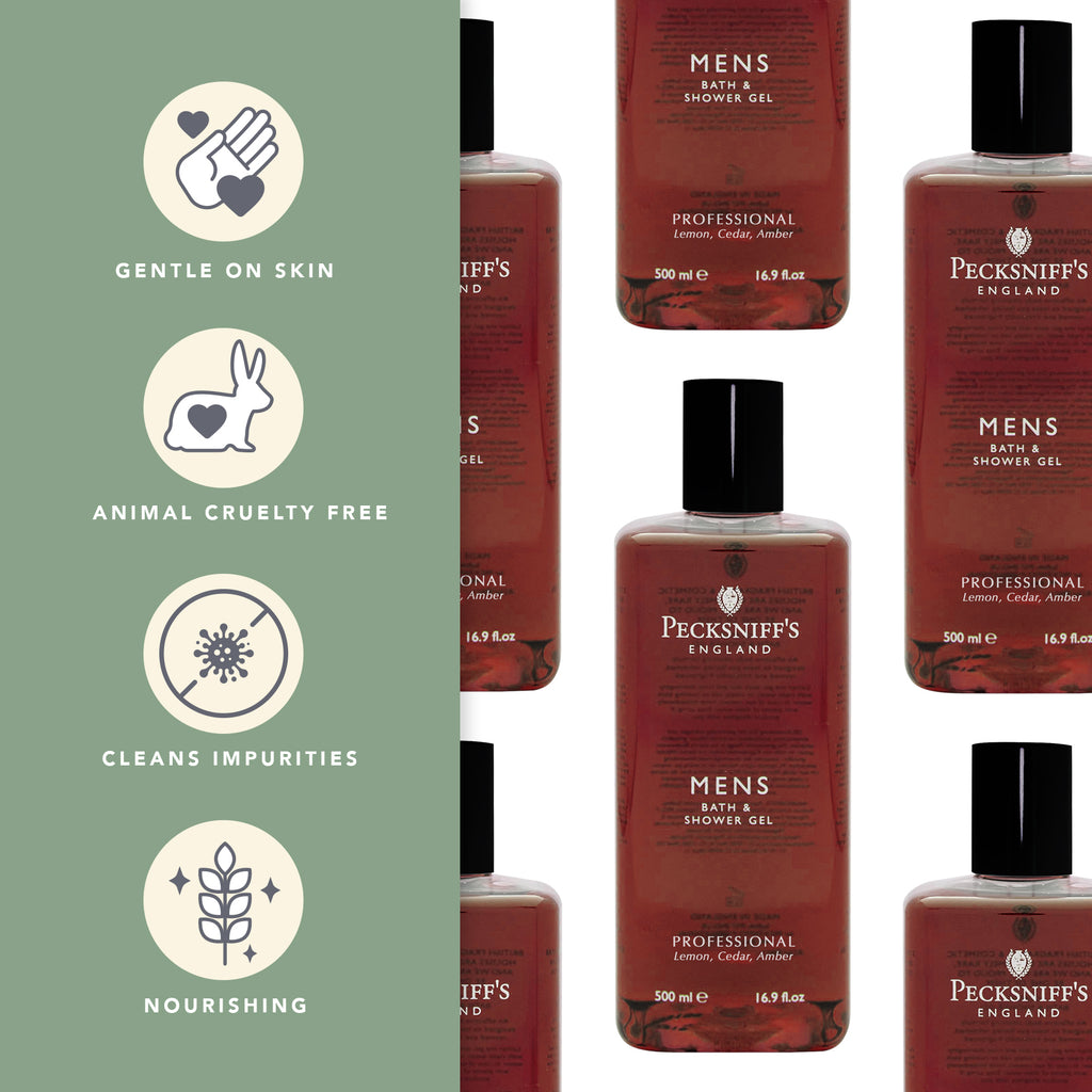 Pecksniffs Professional Men's Bath and Shower Gel | 500ml /16.9 Fl Oz