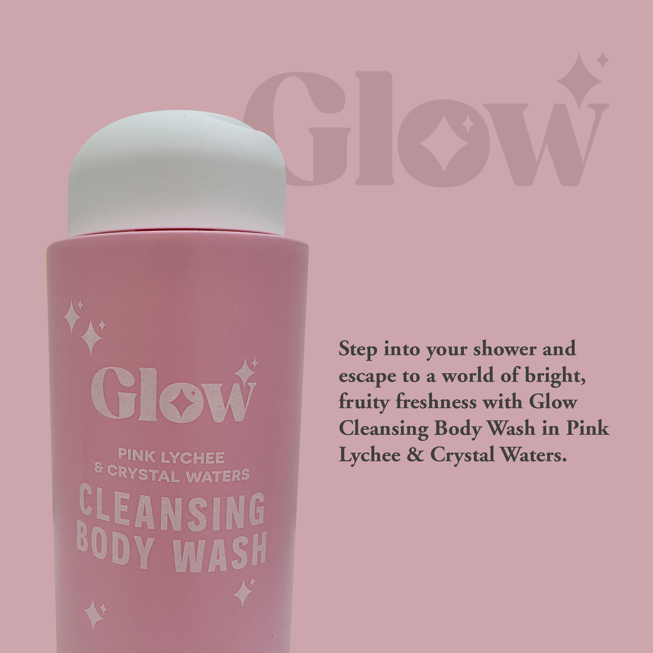 Glow Cleansing Body Wash – Pink Lychee & Crystal Waters, 750 ml / 25.36 fl oz – Refreshing Fragrance, Skin-Softening Formula, Made in England