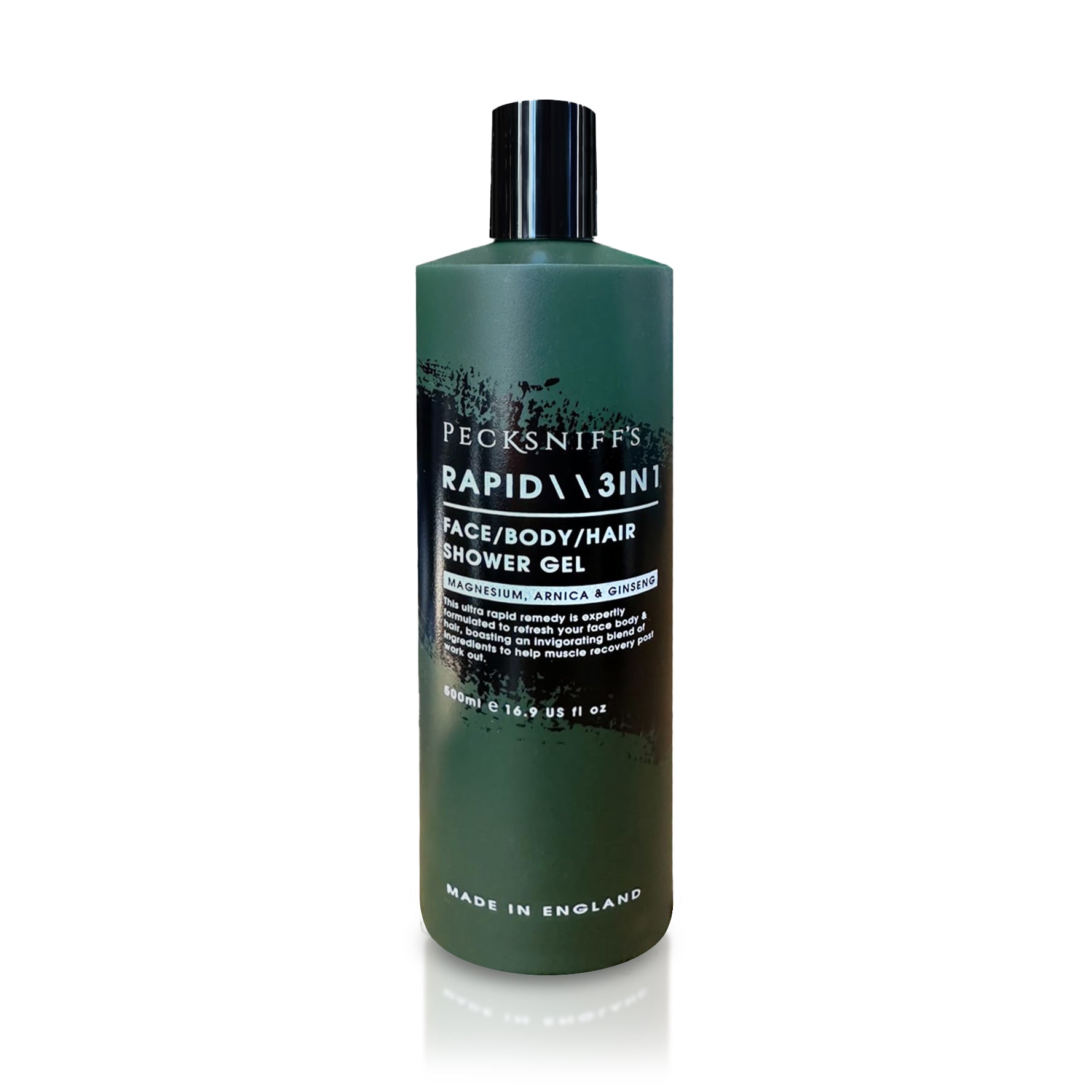 Pecksniff's Rapid Magnesium 3-in-1 Arnica & Ginseng Shower Gel | 500ml /16.9 Fl Oz