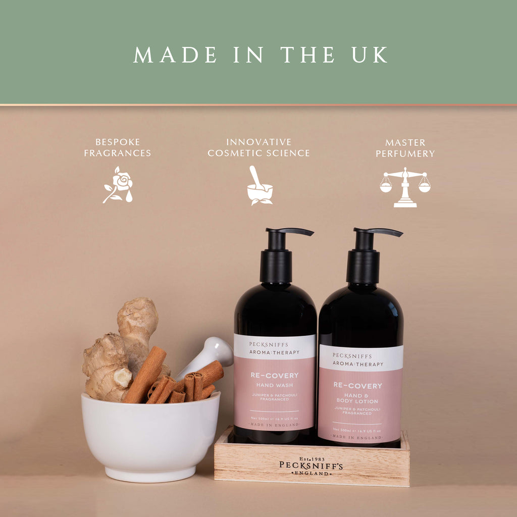 Pecksniff's Aroma:Therapy Re-Covery Duo Caddy, 500 ml/16.9 fl oz Hand Wash and 500 ml/16.9 fl oz Hand & Body Lotion