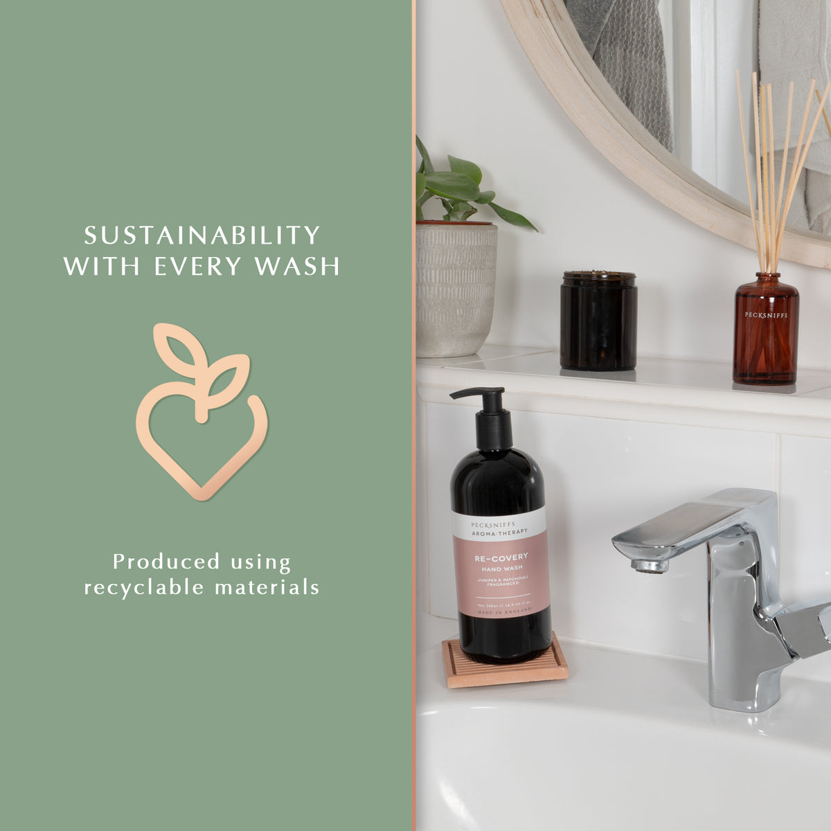 Pecksniff's Aroma:Therapy Re-Covery Duo Caddy, 500 ml/16.9 fl oz Hand Wash and 500 ml/16.9 fl oz Hand & Body Lotion