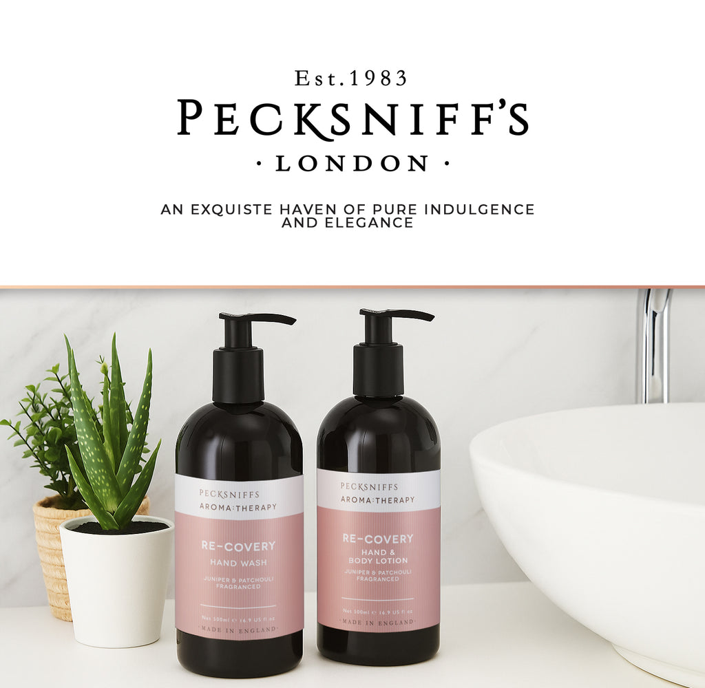 Pecksniff's Aroma:Therapy Re-Covery Duo Caddy, 500 ml/16.9 fl oz Hand Wash and 500 ml/16.9 fl oz Hand & Body Lotion