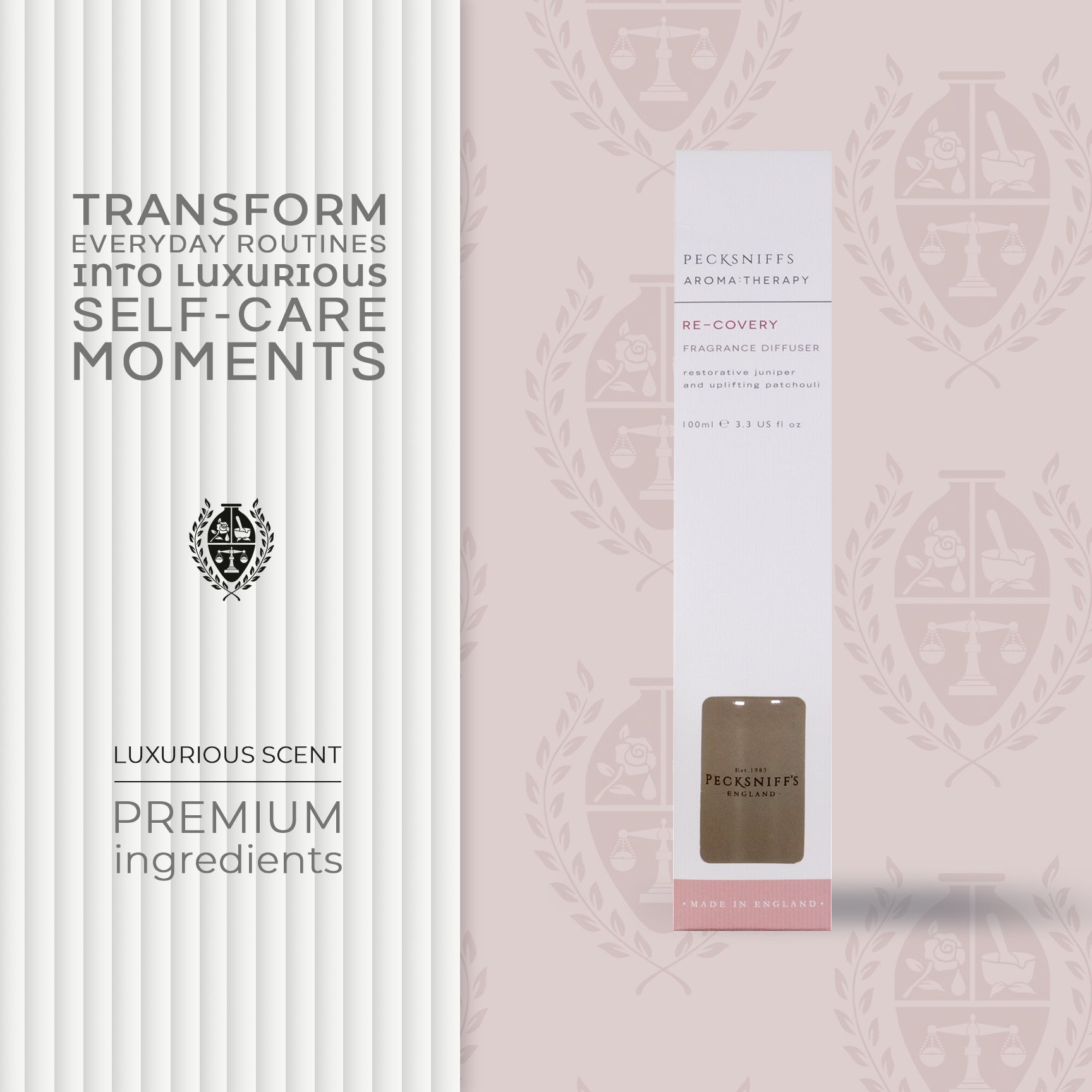 Pecksniff's Aroma Therapy Re-Covery Reed Diffuser, 100 ml/3.38 Fl Oz