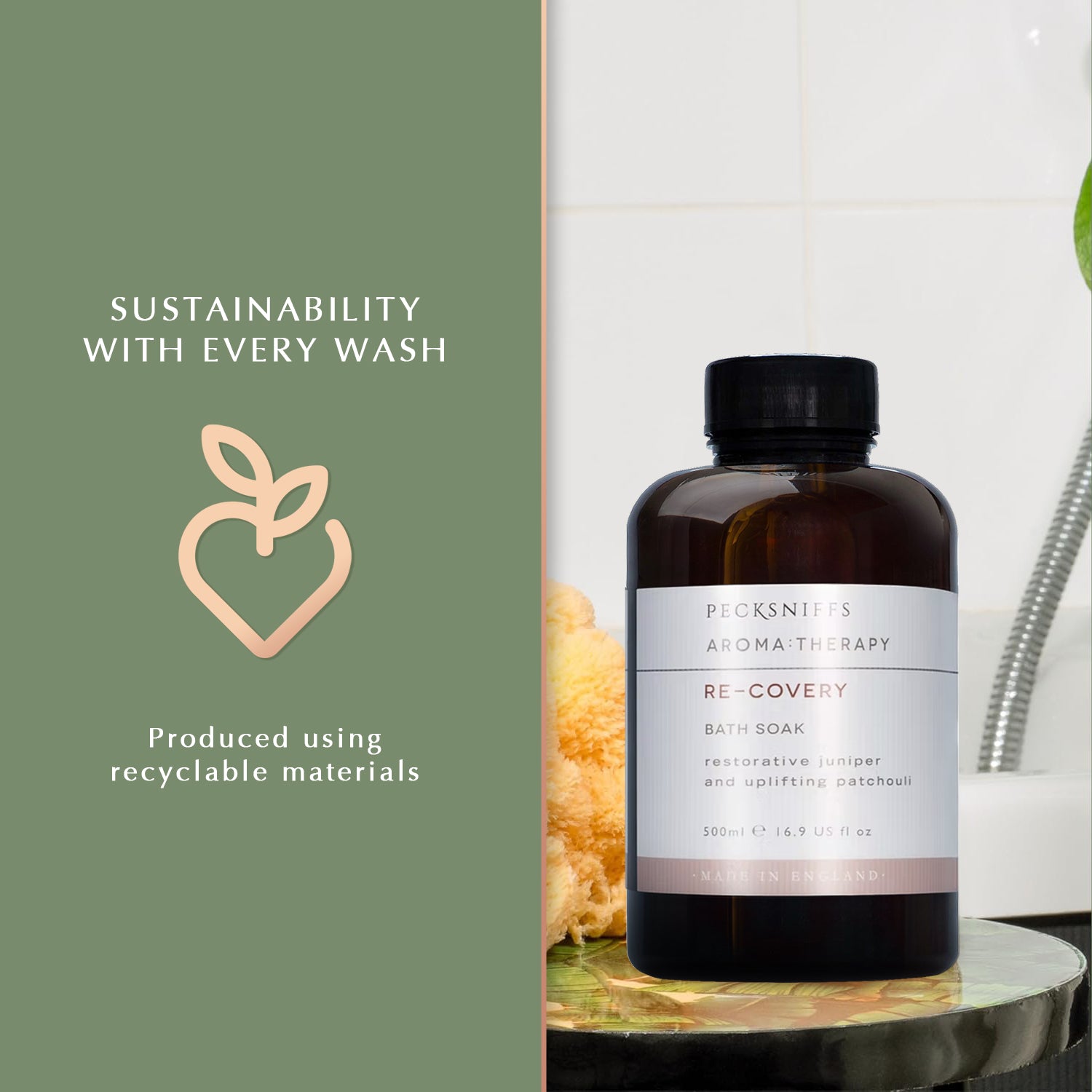 Pecksniffs Aroma:Therapy Re-Covery Bath Soak Decanter | 500ml/16.9 Fl Oz
