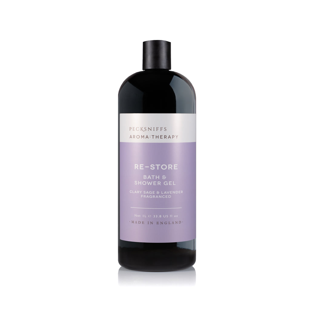 Pecksniff's Aroma:Therapy Re-Store Shower Gel – Luxurious Moisturizing Bath & Body Cleanser, 1000 ml/33.8 fl oz Bottle